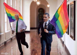 humorpresident:  They are wearing different ties in these pictures which means that on at least two occasions Obama and Joe Biden have run around the whitehouse waving pride flags, and that makes me really happy   THESE ARE FAKE