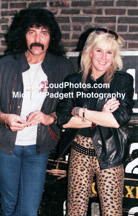 Tony Iommi and Lita Ford, at backstage,1984