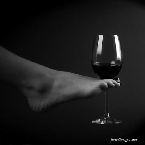 jimtyr:  Pour that wine on those pretty feet and lick it up