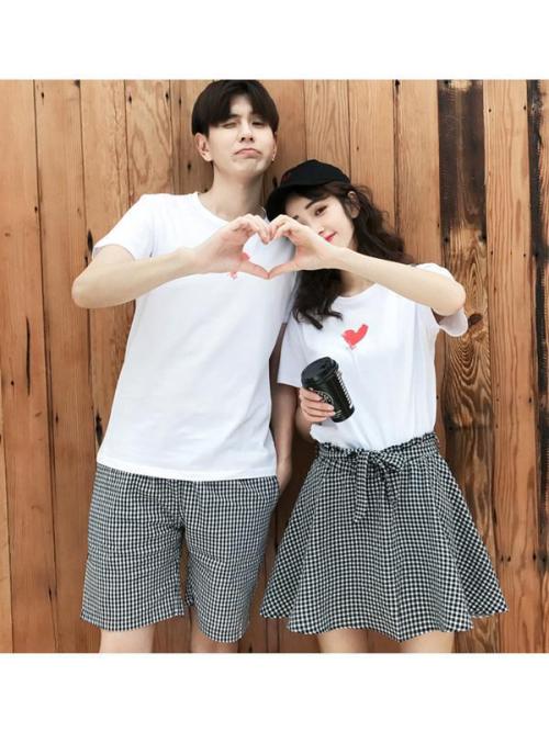 Girlfriend Boyfriend Valentine Heart Print T-Shirt Skirt Shorts Set starts at $24.90 ✨✨ I like this 