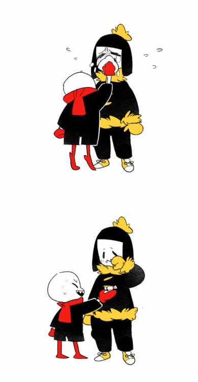 blackggggum:  Little brother.I was headcanoning that even Papyrus is the order brother here，sans still have to take care of him cuz he is being a cry baby XDDDfellswap/Swapfell(red) bros