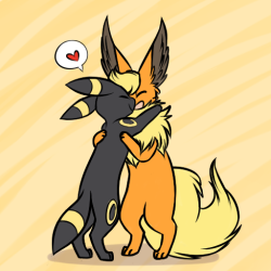 umbreon–daily:  Did someone say hugs?In response to this @fridayflareon  &lt;3