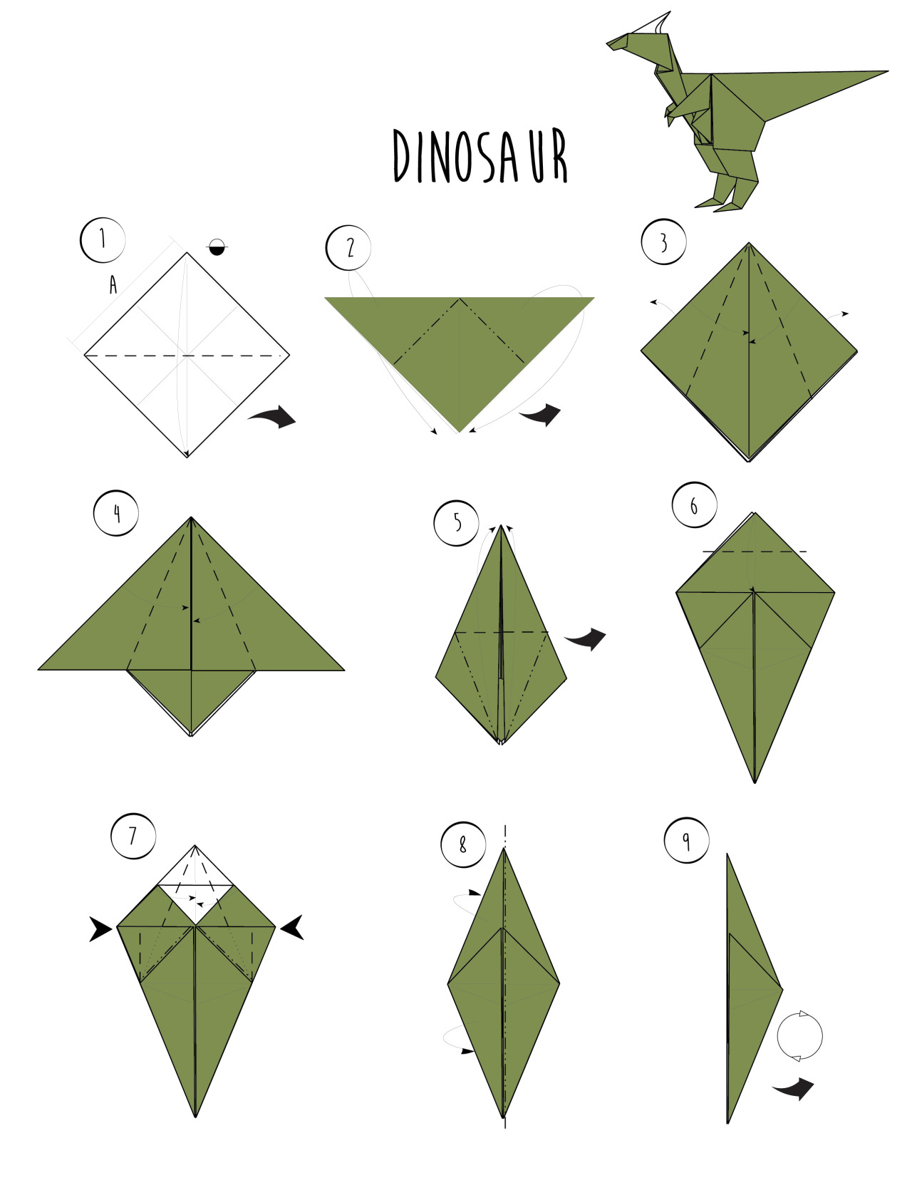 wikiHow — Rawr - Origami Dinosaur! And 2 More Ways to Make...