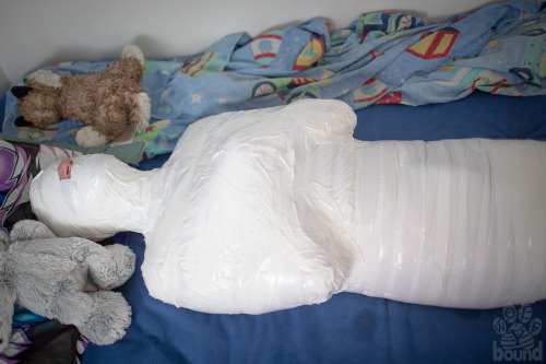 wolfybound:  My very first white duct tape mummification :3 loved it very very much 