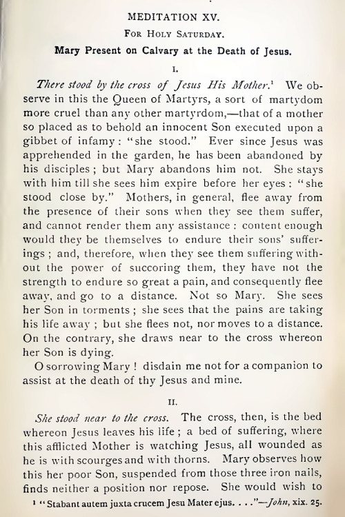 Meditation XV: Holy Saturday: Mary Present on Calvary at the Death of Jesus.