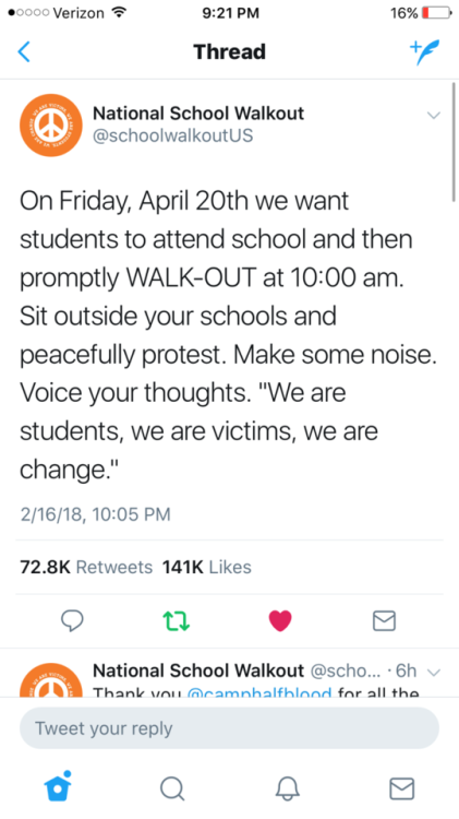 amber-colophony:portmanteau-bot:kvothbloodless:highfemscience:More info on the school walkout! Sprea