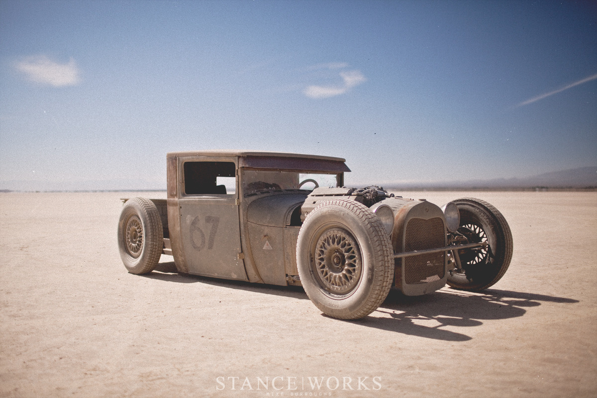 the80sareforever:  My heart and soul on the El Mirage Dry Lake Bed. http://www.stanceworks.com/2013/05/mike-burroughs-ford-hot-rod-bmw-model-a/
