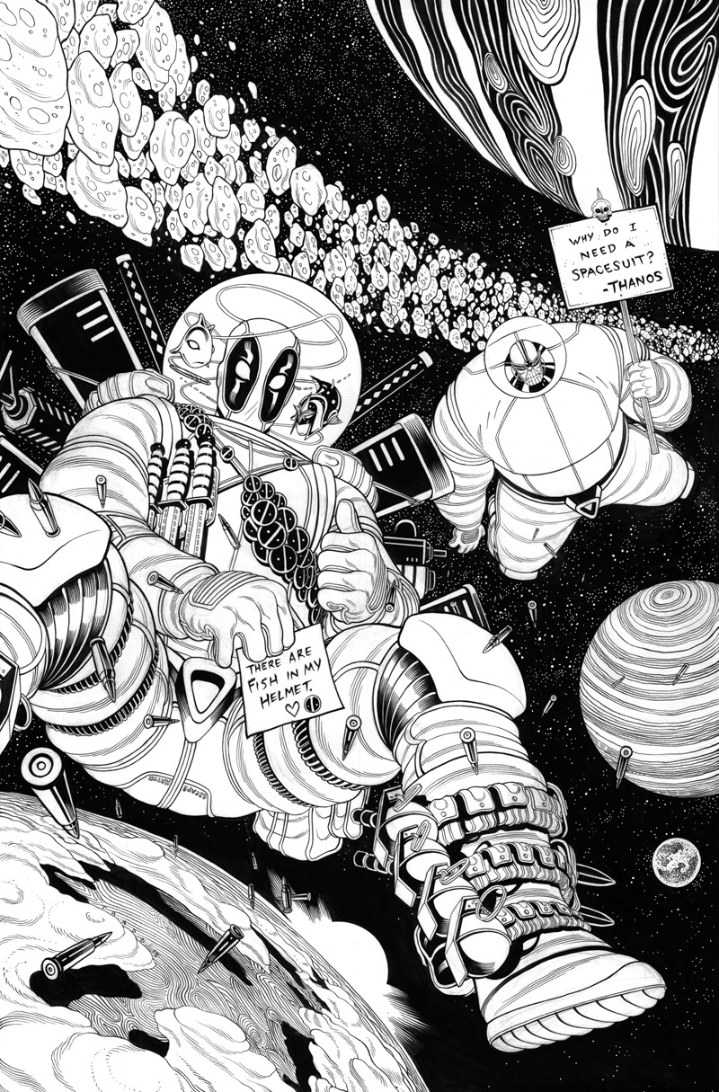 traddmoore:  DEADPOOL VS THANOS Issue 2 Cover by Tradd Moore (lines) and Matt Wilson