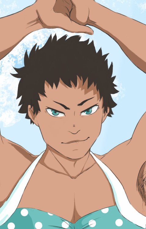 notallballs:  he so bright u gotta wear shades ヾ(⌐■_■)ノ so a while back @pussycat-scribbles drew this gorgeous Oikawa in a tiny bikini and I’ve been meaning to draw an Iwaizumi partner for him ever since :x    commissions // patreon //