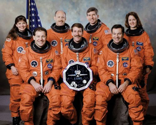 STS-73 crew - this was the first space mission for Cady Coleman (left).