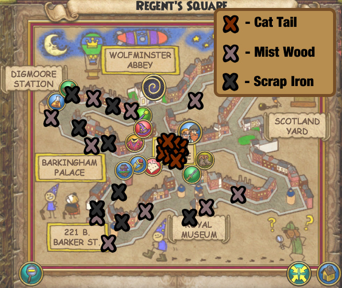 Regent’s SquareCat Tail, 8 spawns. Also drops Water Lily and Kelp as rare harvestMist Wood, 10 spa
