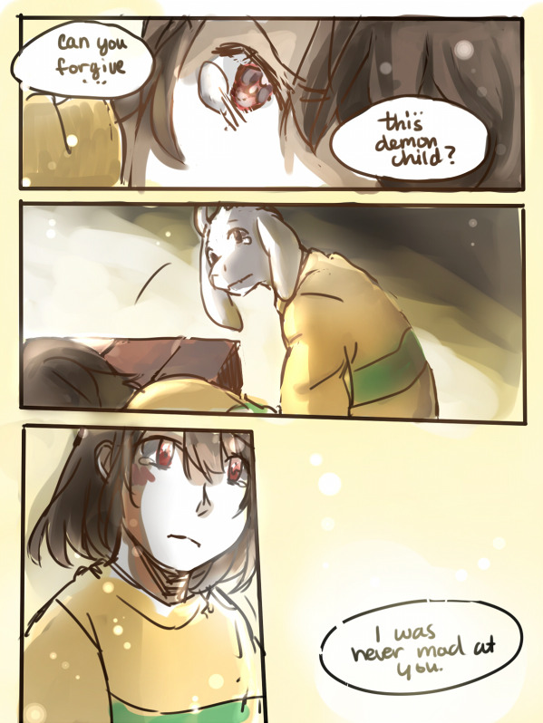 blossyay:  I just wanted to draw something bittersweet :’3 Chara waiting for Asriel,