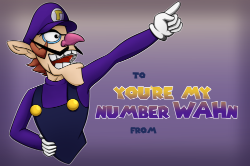 midnightpremier: Waluigi Valentine for all those love-stricken Mario fans out there. Have a good WAH