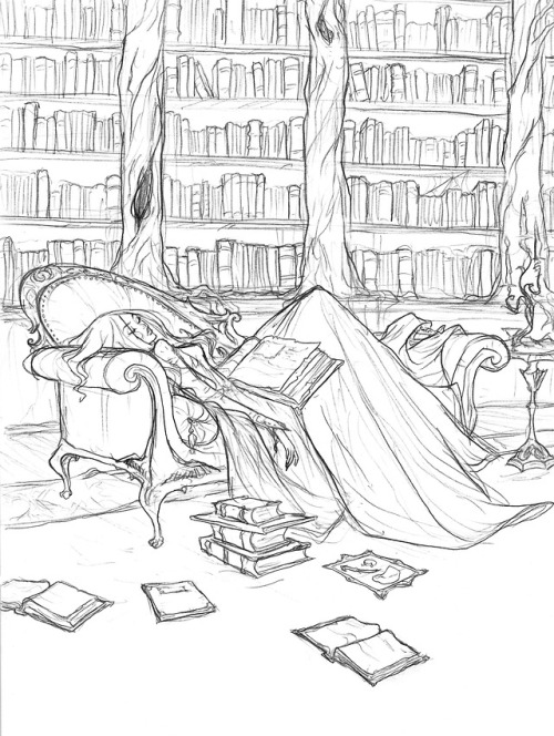 Falling asleep in the library