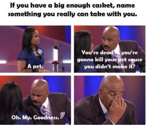 loc-gawdess:  onlyblackgirl:  best-of-memes:  Steve Harvey losing faith in the human race one family at a time.  The pet one  the last one lol  Haha hahahah Nicee