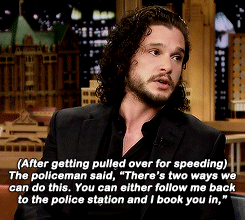 rubyredwisp:Kit Harington on telling a policeman that Jon Snow was still alive.