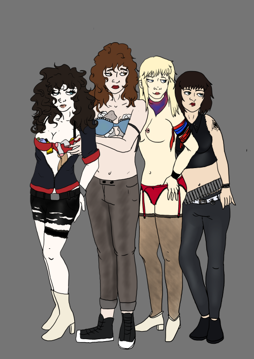 red-river-prince:  FINALLY DONE WITH THESE BITCHESSSSSSS.SO THERE ,BAAAAD NEEEWS FOR YOU ALL.AS GIRLS.ENJOY.  The four valkyries of heavy metal \m/ <3 Fem!Bad News fan-art by the amazing red-river-prince :D 