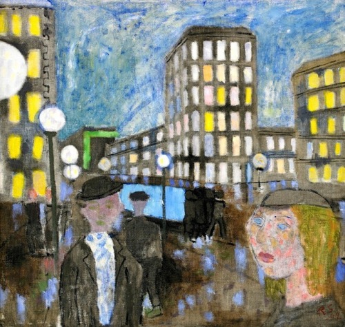 Strollers in Gothenburg   -    Ragnar Sandberg, 1938Swedish, 1902-1972Oil on canvas,56 x 59 cm. (22 