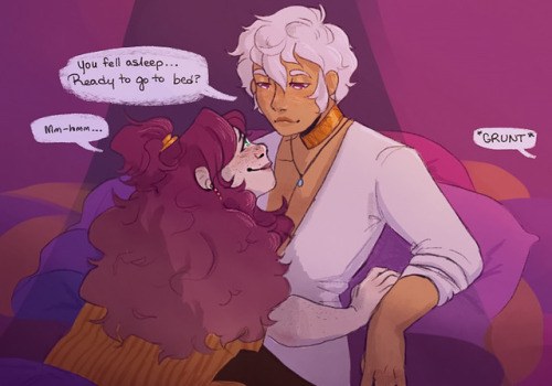 A comic I did a little while ago of my apprentice OC, Mirabelle, her familiar, and Asra!Someone&rsqu
