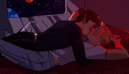 ofthassun:What if we kissed in your quarters after escaping Omicron Ceti III..? Haha, just kidding……