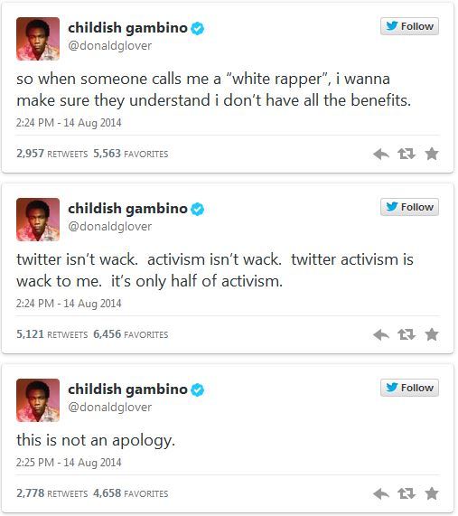 itsananobrain:  Childish Gambino on Ferguson  I don&rsquo;t agree that twitter