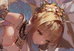 kawacy:  Nero Claudius (Bride) × Nero Claudius from Fate/Grand Order.This artwork is a collaboration my wife: Orangesekaii🍊※Visit Orange’s page here:PIXIV→ https://www.pixiv.net/member.php?id=5199746TWITTER→ https://twitter.com/OrangesekaiicreditsBride