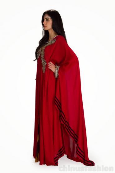 Saadia Maroon Chiffon Gown Style Kaftan