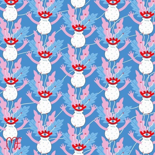 Happy plants pattern . . . . . #pattern #madelenfoss #art #drawing #adobeillustrator #vectorart #flo