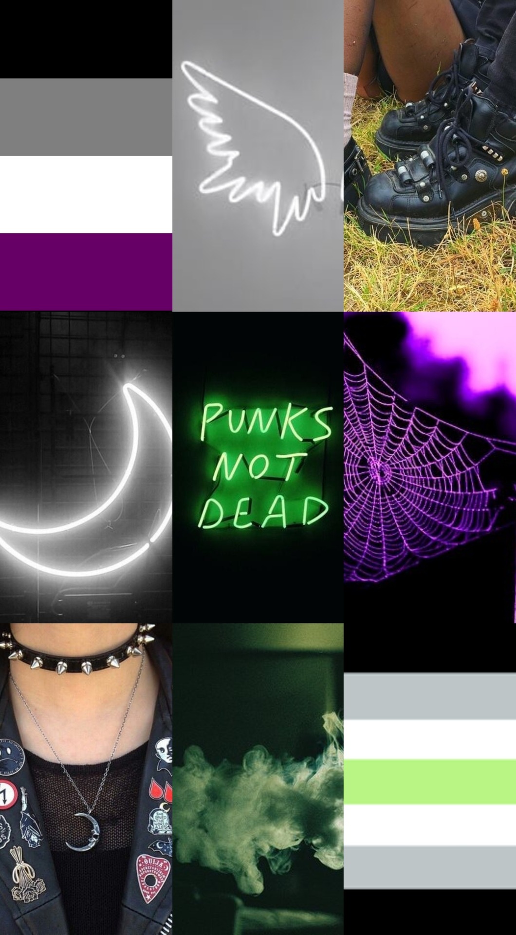 Lgbtqia Moodboards And Advice Agender Asexual Punk With Some Neon Moodboard