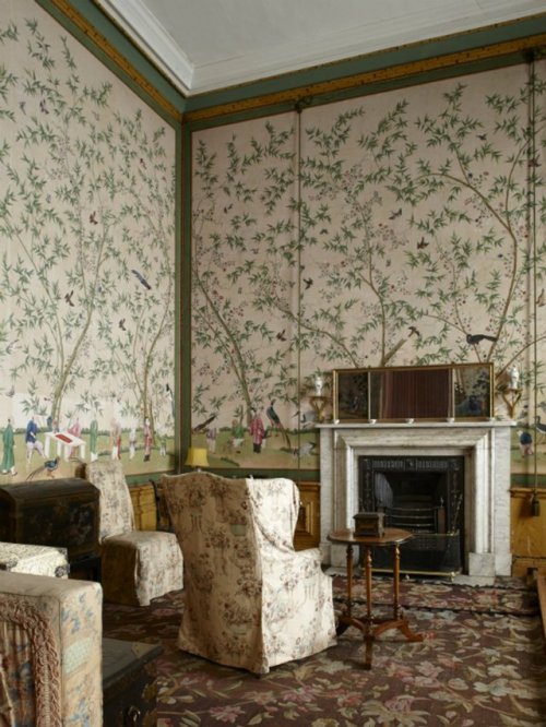 The Chinese wallpapers in the Chinese Bedroom and Bamboo Bedroom at Belton House.  Source: National 