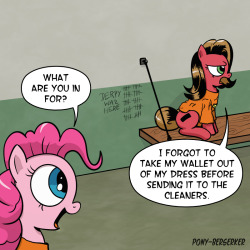 askpun:  I’d ask what Pinkie Pie is in for, but the answer would probably damage the logic center of my brain. Artwork by Pony-BerserkerScript #854  &gt;w&lt;!