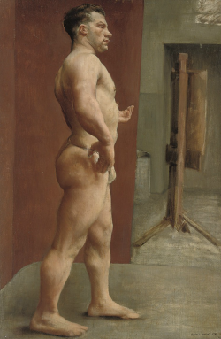 art-and-things-of-beauty:  Harold Knight (English, 1874-1961), Posing Male Nude, 1931. Oil on canvas 76.3 x 50.8 cm.  