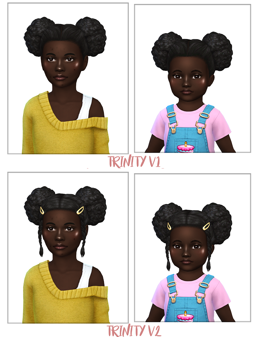 Credit to @aharris00britney​
Request by anon
ADULT VERSIONS * ~ not needed as always!!!!~
ADULT VERSIONS
Kiara | Flora | Trinity |
• Kiara & Trinity are Hat Compatible Flora however is not
• Custom Thumbnail
• Trinity is unisex
• Base Game & Legacy...