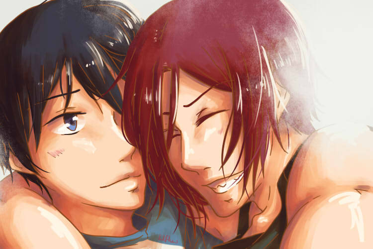 lilflow:  Rin is one for taking stupid selfies with Haru so Haru has to get revenge~