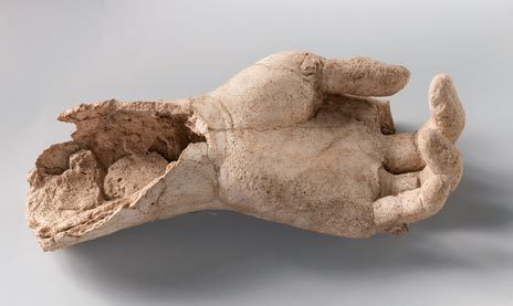 Hand of BuddhaNorthern Bactria, Kara-tepe, 2nd–3rd centuryGanch (gypsum), frame© State Hermitage Mus