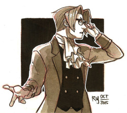 classystaches: Inktober #12 Miles Edgeworth