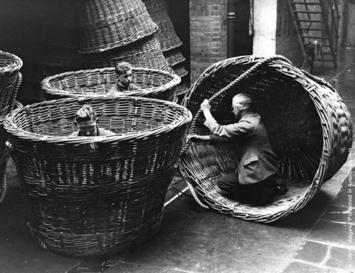 31art:Men at work at the Cardiff Institute, making huge baskets, unique in size and construction, fo