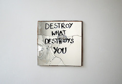 showslow:  Arianna Palazzi (On Tumblr), Mirror Series.   The message I want to share through this piece called “Destroy what destroys you” from 0 - Mirror Series is not in any way related to self destruction/self harm.The mirror is broken because