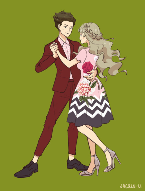 mitsuru and kokoro!! wanted to draw my darling OTP in cute garden party looks before the last episod