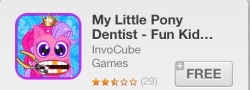 phoneus:  APP REVIEW: My Little Pony Dentist This is the most horrifying game I have ever played. Literally everything about this makes me uncomfortable: the graphics, the gameplay, but mostly the fact that someone sat down, created this, and published