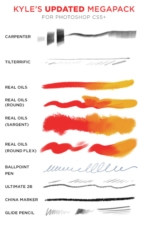 kyletwebster:  ** REBLOG AND WIN ** The Ultimate Megapack for Photoshop has been updated and now contains over 100 brushes for the same discounted price as the original pack. This is my best-selling set and it includes a wide range of incredibly realistic