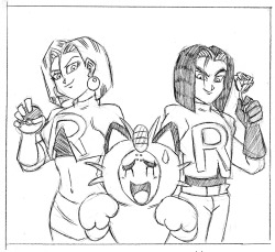 Anonymous said to funsexydragonball: Costume themed stuff? How about the android trio dressed as sexy versions of Team Rocket?Haha! I wanted to Android 16 in there as Meowth, but Krillin is just too perfect.(forgot to color 18â€²s glove black&hellip;oh