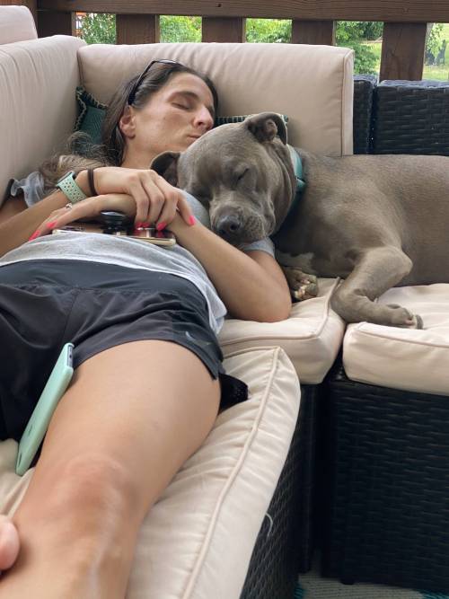 hitmewithcute:Wife and pup decided to take a nap this afternoon on the porch