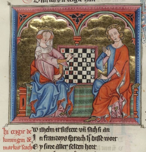 Chess players from the Willehalm Codex by Wolfram von Eschenbach, 1334