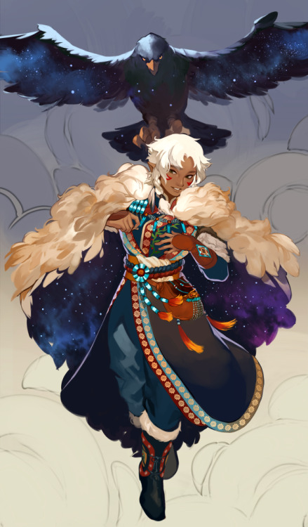 velocesmells: A big commission for owltrees @ twitter of their character Kismet and his eagle! Happy