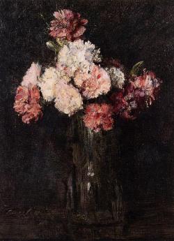 artist-latour:  Carnations in a Champagne Glass, Henri Fantin-LatourMedium: oil,canvas