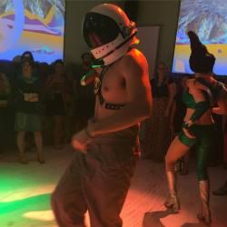 powellpenguin:  Alex Rivera rockin’ it out as Bubble Boy last night in “Wild Women Of Planet Wongo”. #brooklynfireproof #bushwick #wildwomenofplanetwongo #theater #sci-fi #B-movies #rockyhorror #musical #dancer #astronaut 