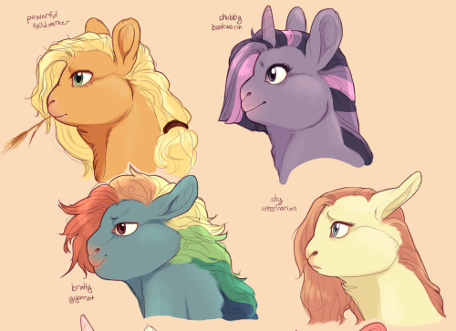 jayrockin:The mane six as my weird spec bio ponies. Mostly I wanted to mess with their designs and g