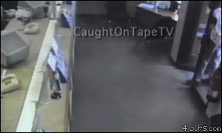 Instant karma for a bank robber who gets trapped