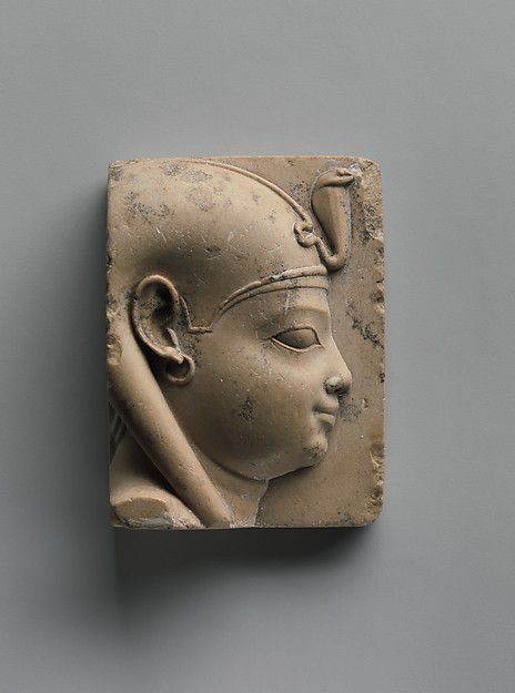 Plaque Depicting a Goddess or Queen and plaque with relief bust of HarpokratesPeriod: Late Period–Pt